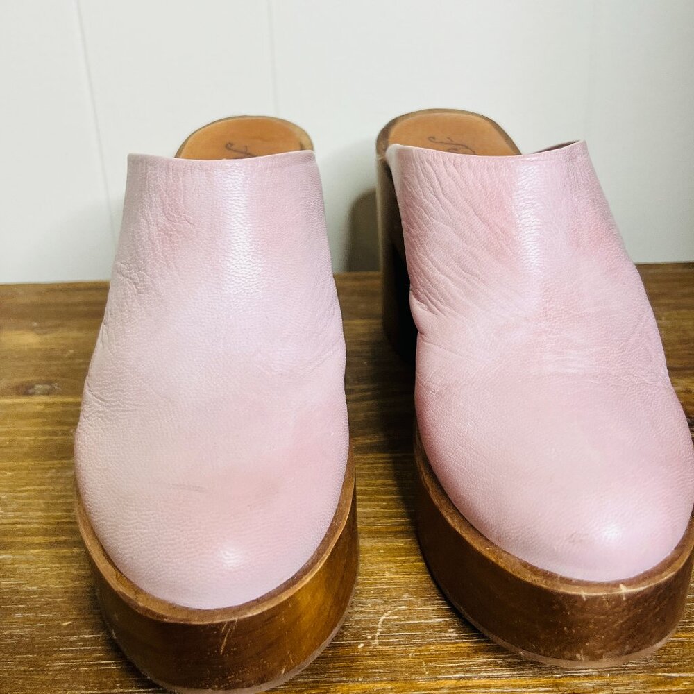 Free People Blush Leather Mules with Wooden Platform - Picture 4 of 7